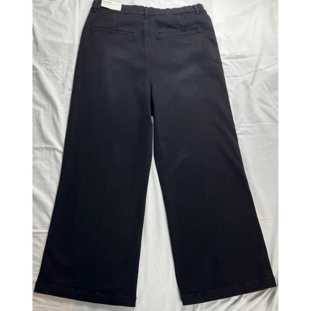 Ann Taylor The Trouser High Rise Wide Leg Black Denim Jeans Size 16 NWT - Picture 16 of 16